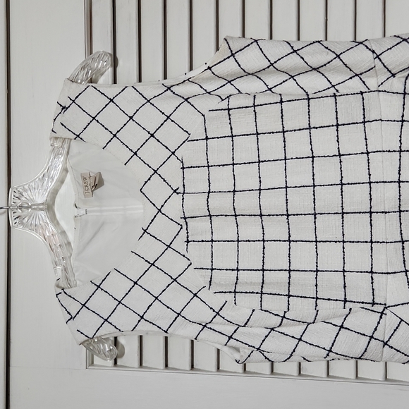 J Crew Factory White Plaid Fit & Flare Dress - Picture 2 of 9